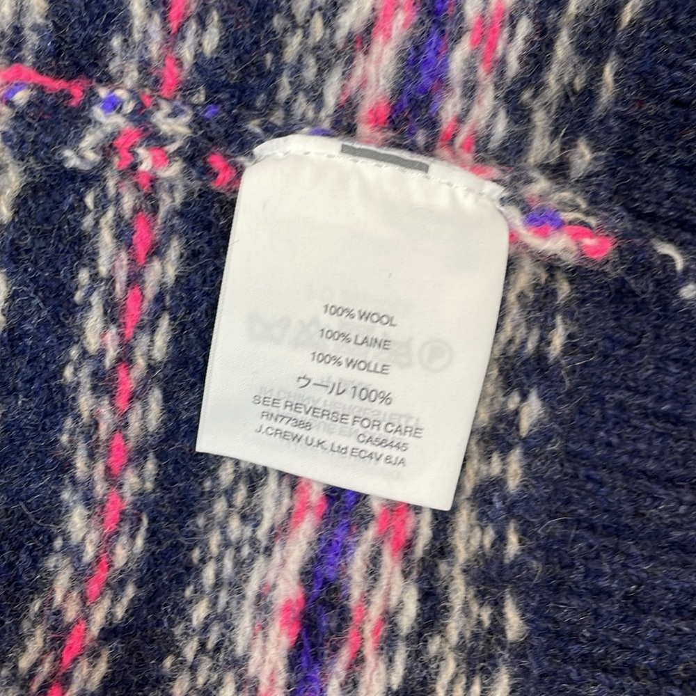 J. Crew Sweater Size XL Fair Isle Navy And Pink 100% Wool - Picture 8 of 9